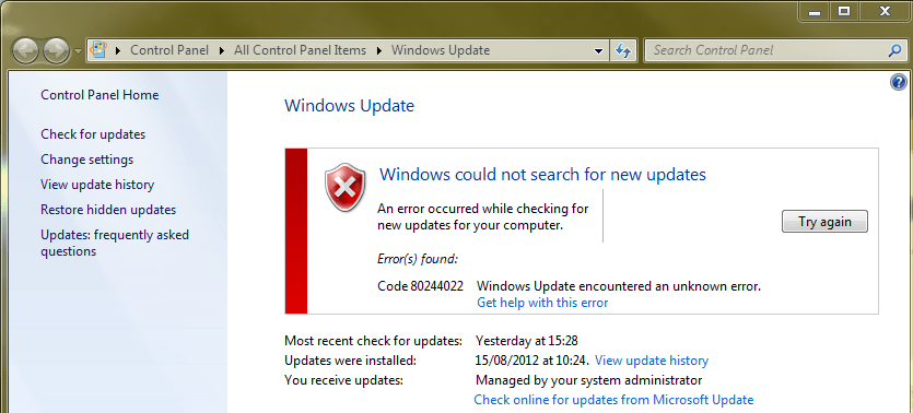 Windows Update Error 8024402c Fix